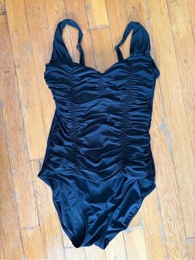 Black One-Piece Ruched Swimsuit
